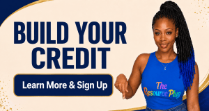 The Resource Plug avatar points to a button that reads, “Build Your Credit—Learn More & Sign Up.”